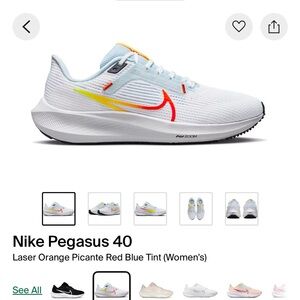 Nike Pegasus 40 Laser Orange and Picante Red Blue